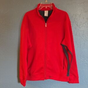 Y2K Nike Presto Fleece Lined Red Full-Zip Jacket with Subtle Logo Tag